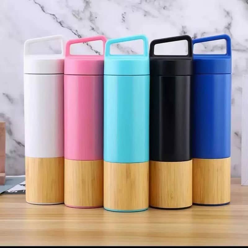 Bamboo Bottom Flask with Handle TX-1016 — bamboo drinkware OEM China