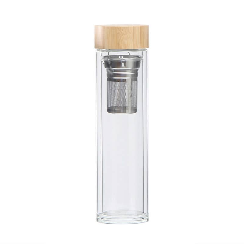 bamboo lid double wall glass tea cup tx 1006 — view 3