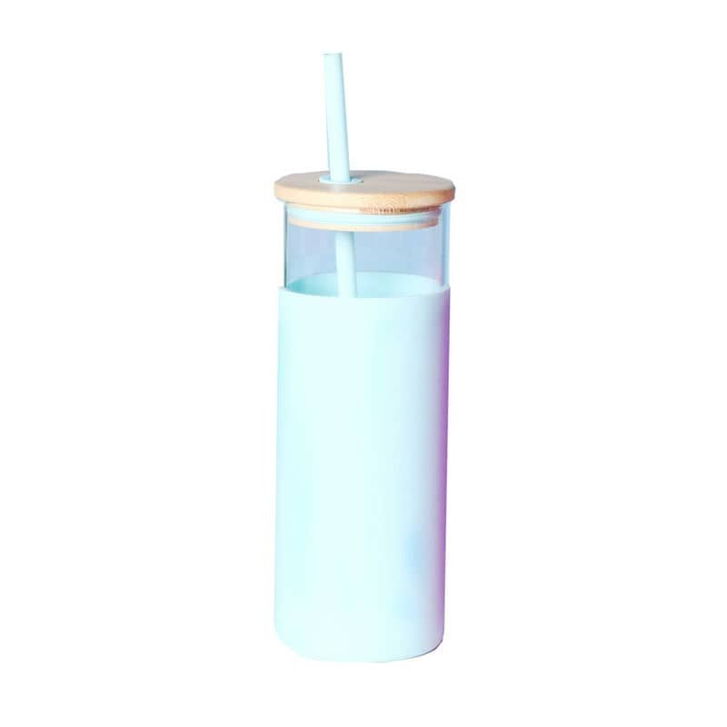 bamboo lid glass bottle silicone sleeve tx 1002 — view 3