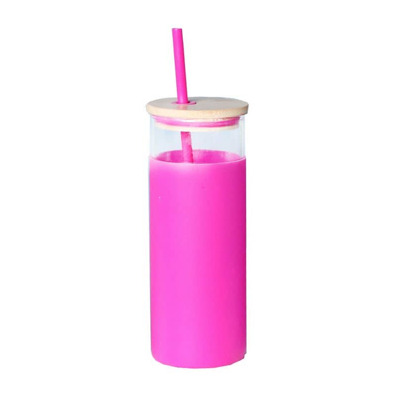 bamboo lid glass bottle silicone sleeve tx 1002 — view 4