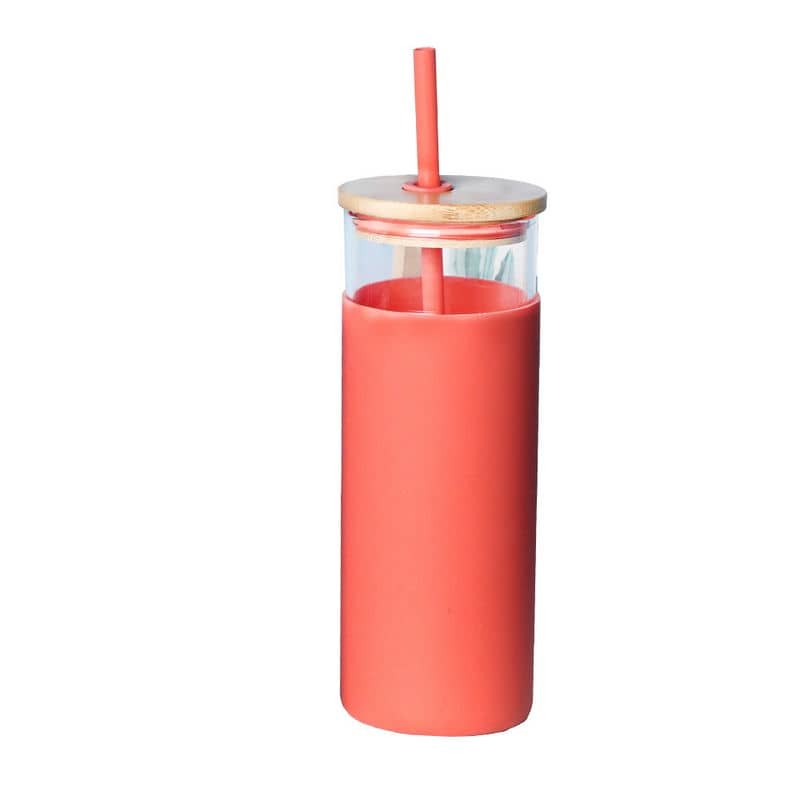 bamboo lid glass bottle silicone sleeve tx 1002 — view 6