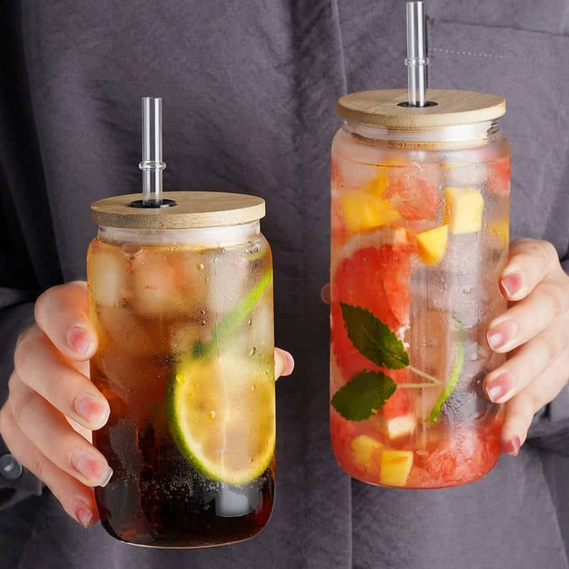 Bamboo Lid Glass Cola Bottle TX-1004 — bamboo drinkware OEM China