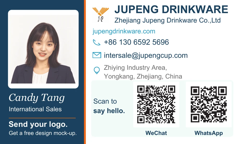 V5 business card — Candy Tang — Zhejiang Jupeng Drinkware Co.,Ltd