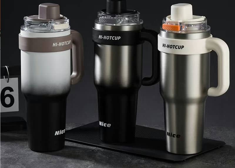 TH-1007 1200ml Large Ceramic Thermos with Handle OEM inner ceramic coating no metal taste
