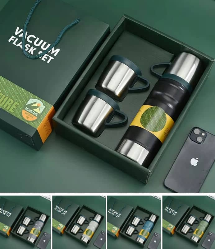 TV-1024A drinkware gift set — vacuum flask set with printed sleeve