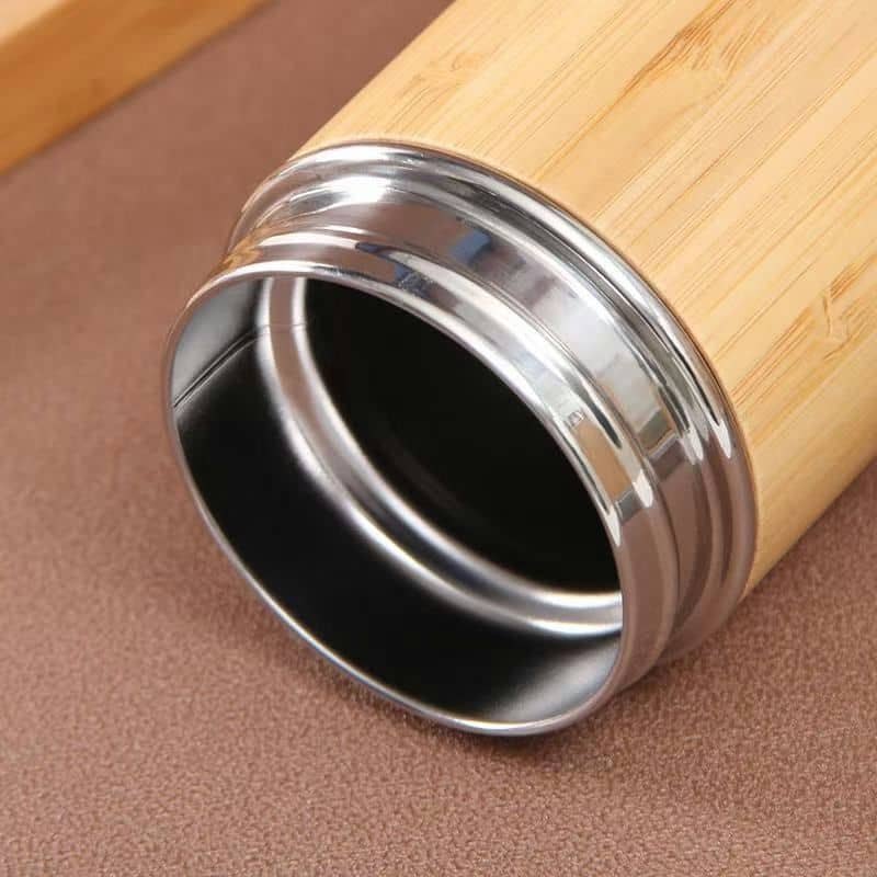 full bamboo shell vacuum flask handle lid tx 1015 — view 2