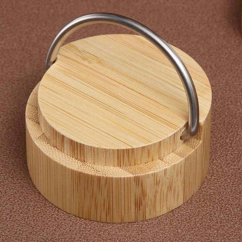 full bamboo shell vacuum flask handle lid tx 1015 — view 5