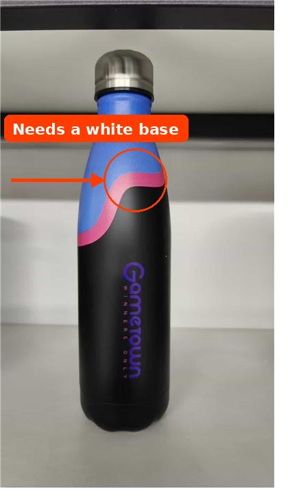 UV digital &mdash; colour on a dark body needs a white base — Jupeng Drinkware